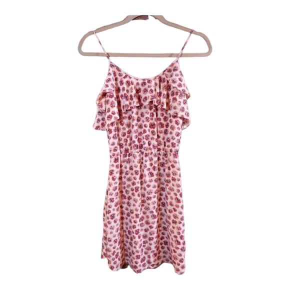 Rebecca Taylor Sleeveless Silk Floral Ruffled Dress in Pink Feminine Women's 0-2 - Picture 1 of 6